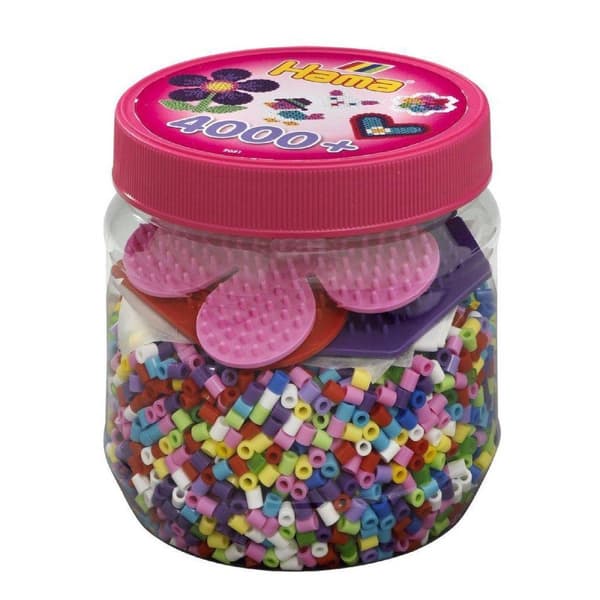 Hama Iron On Beads i ett badkar med 3 bottenplattor - Rosa