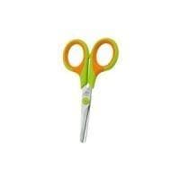 Wedo 77951 børnesaks Soft-Kid til venstrehåndede, 11,5 cm lange, bløde håndtag, afrundede blade rustfri, grøn/orange