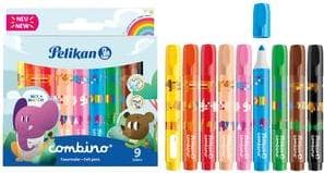 Pelikan 566603 814553 fiberpen Combino super 411, 9 kuglepenne i foldeæske