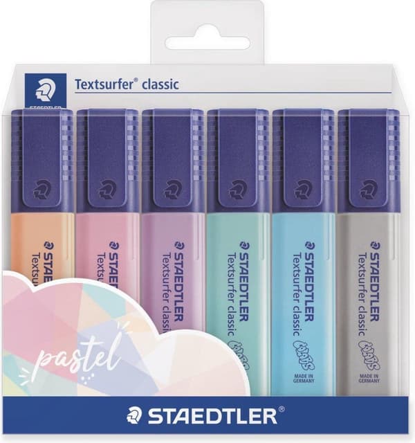 STAEDTLER Textsurfer klassisk highlighter - sæt med 6 pastelfarver