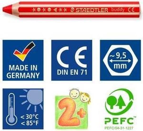 STAEDTLER Noris Junior - 3-i-1 farveblyant - sæt med 6 stk
