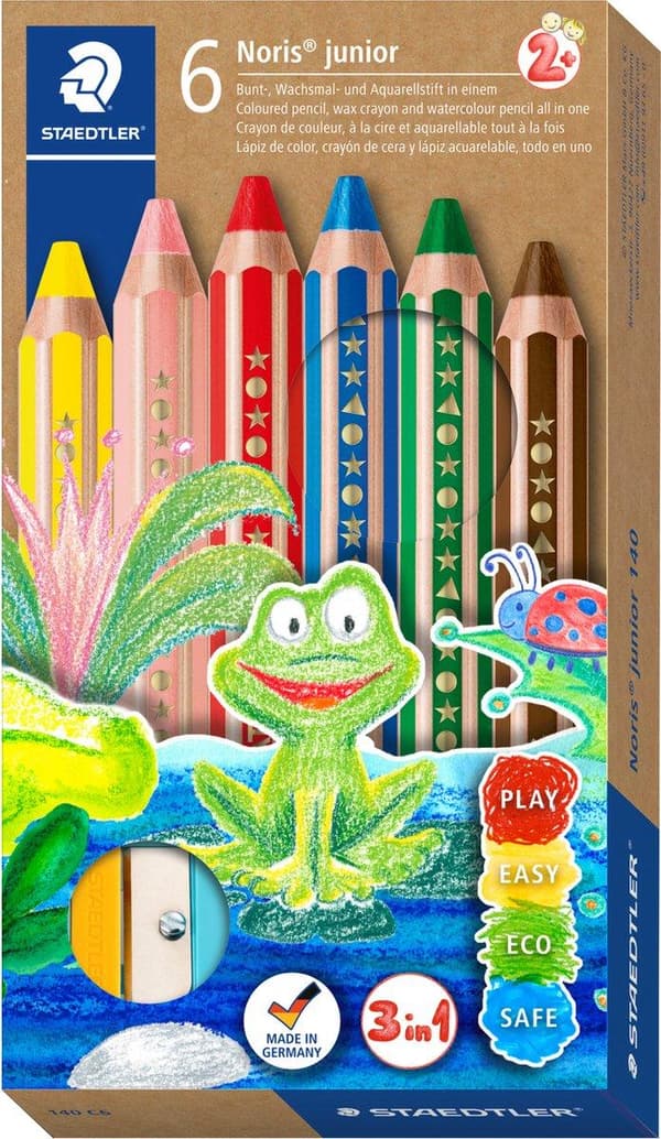 STAEDTLER Noris Junior - 3-i-1 färgpenna - set med 6 st