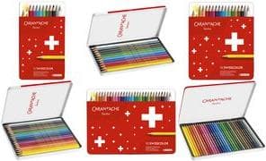 CARAN D'ACHE Swisscolor farveblyanter, metalkasse med 30 vandtætte farveblyanter, lavet af cedertræ, sekskantet skaft, - 1 stk (1284.730)