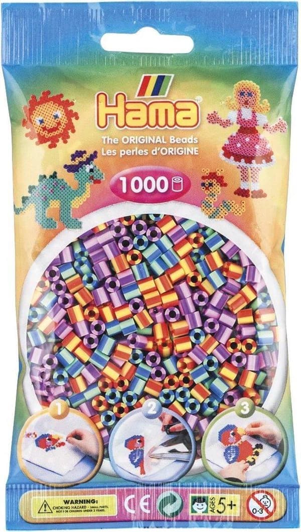 Hama Fuse Beads midi "Striped Bead Mix 233,70cm (92"), i en påse, diameter på midi fuse pärla: 5,0 mm, 2-färgade ränder, - 1 st (00207-92)