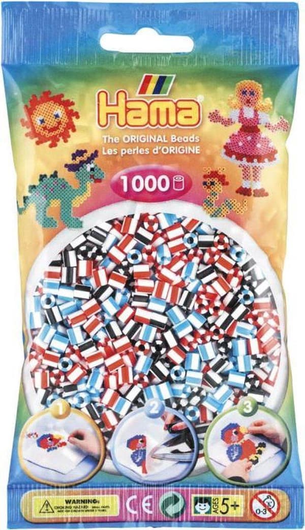 Hama Fuse Beads midi "Striped Bead Mix 231,10 cm (91"), i en pose, diameter på midi fuser perle: 5,0 mm, 2-farvede striber, - 1 stk (00207-91)