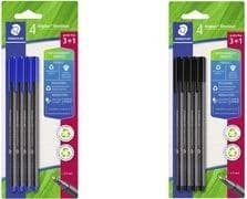STAEDTLER Fineliner Triplus, blå, 4 stycken, 3 + 1 stycken