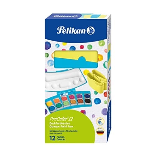 Pelikan 701204 ProColor färglåda, turkos/neongul, 12 färger, 1 st.