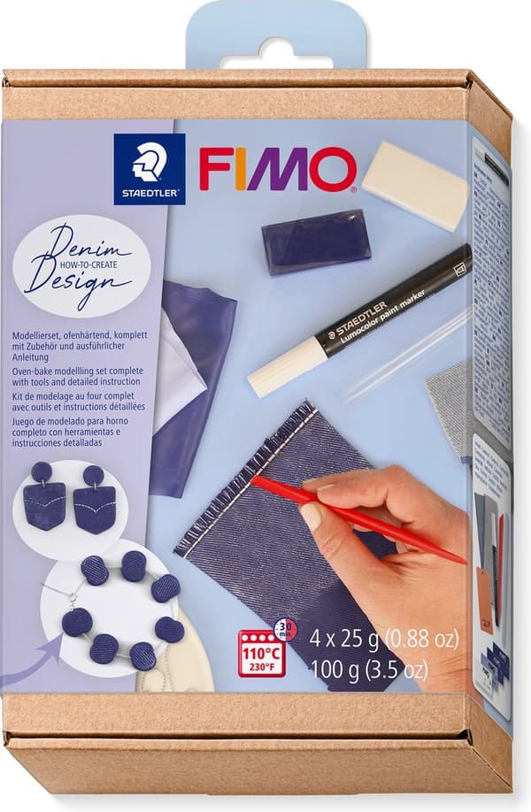 FIMO - ugnshärdande modelllera - hur man skapar-set - jeanseffekt