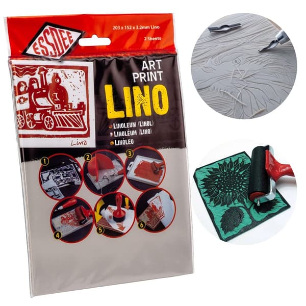 Linoleum linoskåret plade 2 stk. Essdee til kunsthåndværk GRÅ 20x15 cm