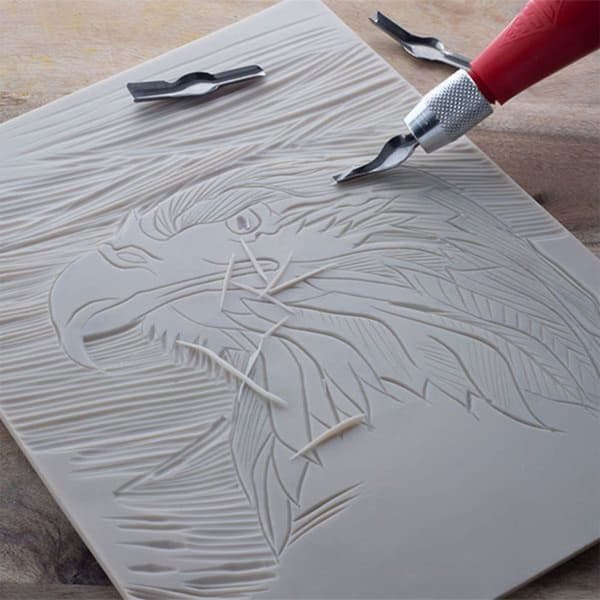 Linoleumplatta för linosnitt Essdee relief djuptryck GRÅ 20x15 cm