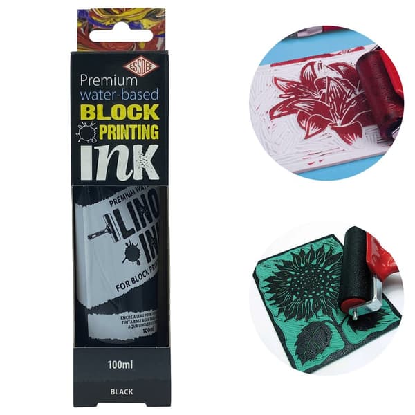 Grafisk maling linocut blæk Essdee Premium BLACK 100ml til linoleum