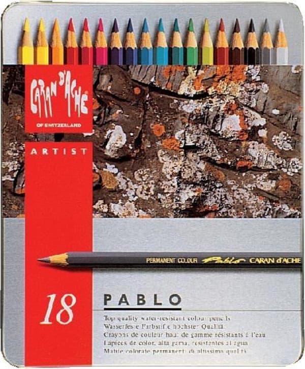 Caran d'Ache Pablo burk med 18 färgpennor