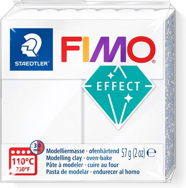 FIMO effekt - ovnhærdet modellervoks standardblok 57 g - transparent hvid
