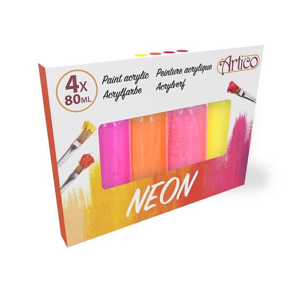 Artico-Setmedneonakrylfärger80ml4färger(Set2)