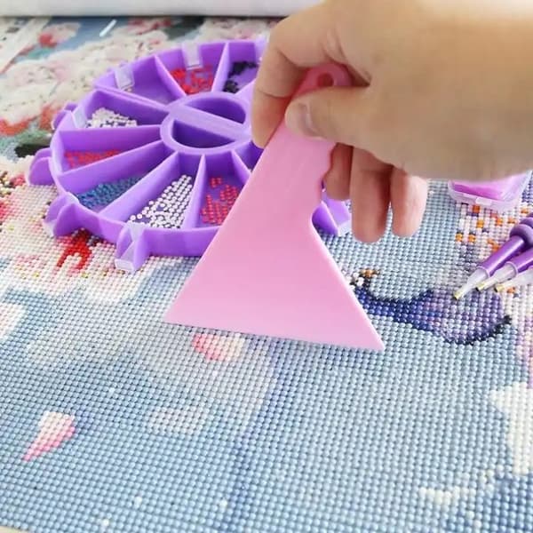Diamantbroderibricka och tillbehörsset - Halvcirkel - Rosa