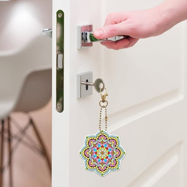 Diamantbroderihänge Nyckelring Nyckelring 5 st - Mandalas