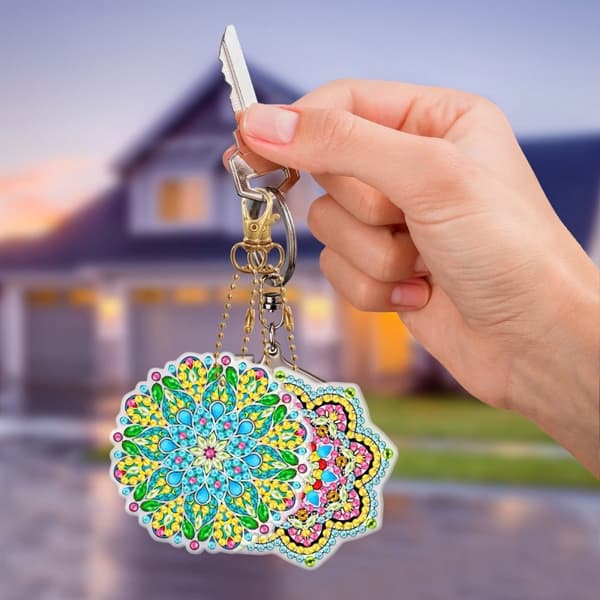 Diamantbroderihänge Nyckelring Nyckelring 5 st - Mandalas