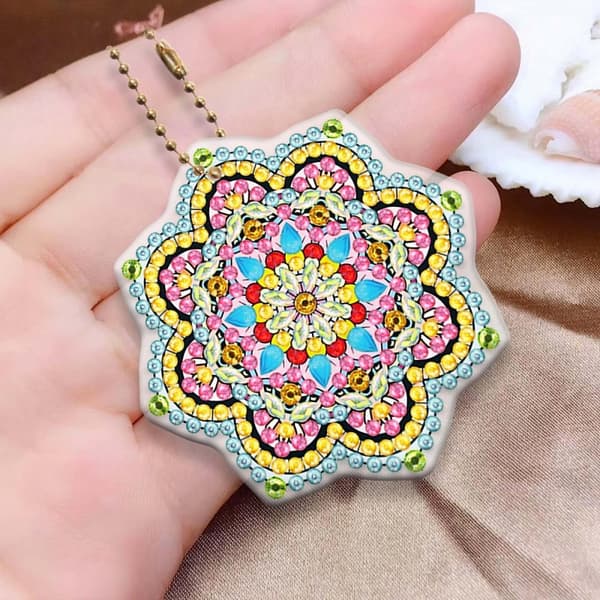 Diamantbroderihänge Nyckelring Nyckelring 5 st - Mandalas