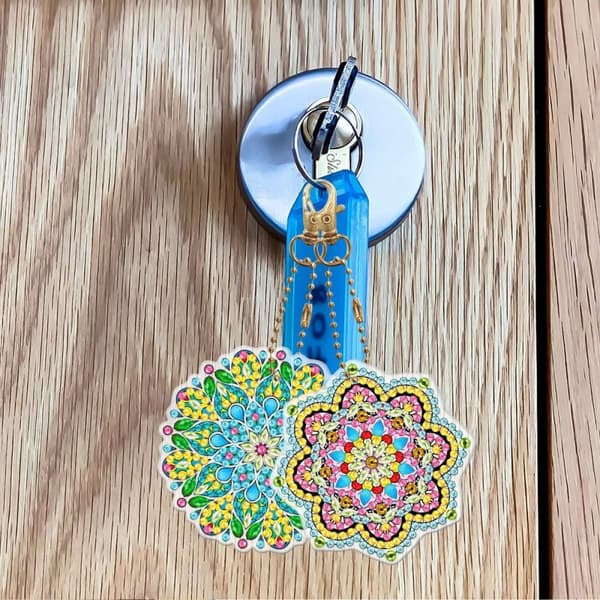 Diamantbroderihänge Nyckelring Nyckelring 5 st - Mandalas
