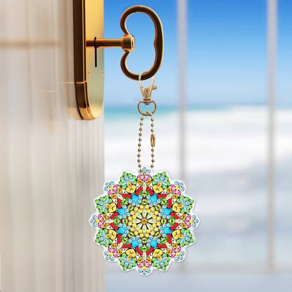 Diamantbroderihänge Nyckelring Nyckelring 5 st - Mandalas