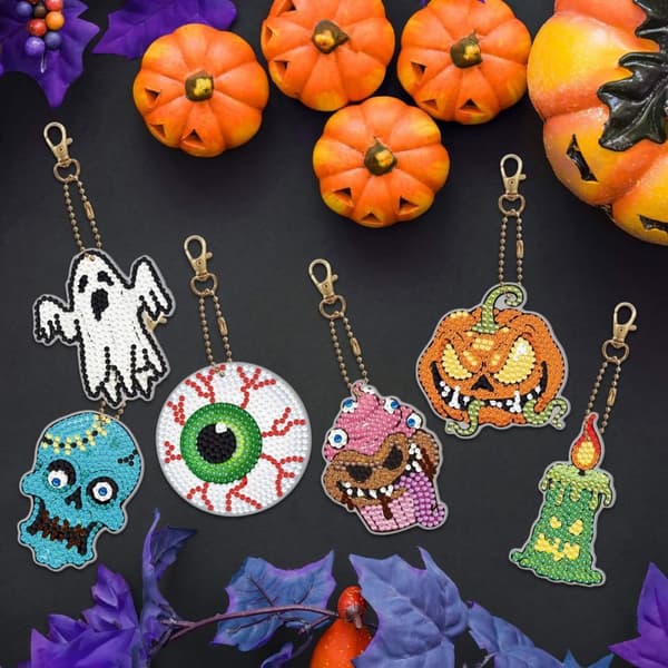 Timanttikirjonta-avaimenperä, 6 kpl - Halloween