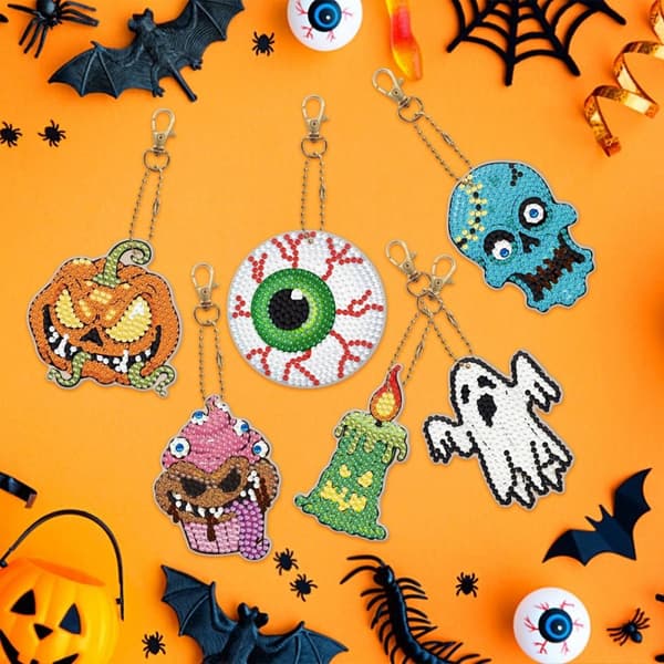 Timanttikirjonta-avaimenperä, 6 kpl - Halloween
