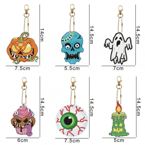 Timanttikirjonta-avaimenperä, 6 kpl - Halloween