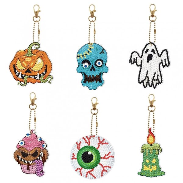 Timanttikirjonta-avaimenperä, 6 kpl - Halloween