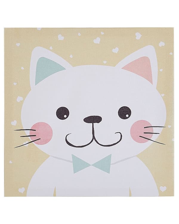 Set av 4 Canvastavlor Flerfärgad 30 x 30 cm Väggkonst Får Katt Björn Räv Barnrum