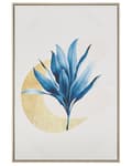 Miniatyrbild 1 av 5: Canvastavla Beige och blå 63 x 93 cm Inramad Väggkonst Blommotiv Modern väggdekor för vardagsrummet