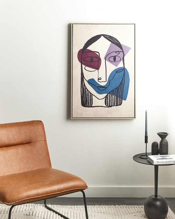 Canvastavla Konsttryck Flerfärgad 93 x 63 cm Glam Abstrakt Ansikte Kvinna MDF Ram Eklektisk Modern Vardagsrum Sovrum