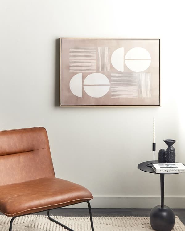 Canvastavla Beige 93 x 63 cm Abstrakta former Geometrisk MDF-ram Eklektiskt Modernt Vardagsrum Hall