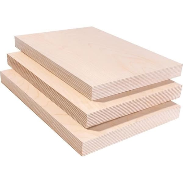 Skivor av plywood - CREATIVE DECO - Set med 3 plattor - Naturlig björk - 300x210x12mm - Laserskärning