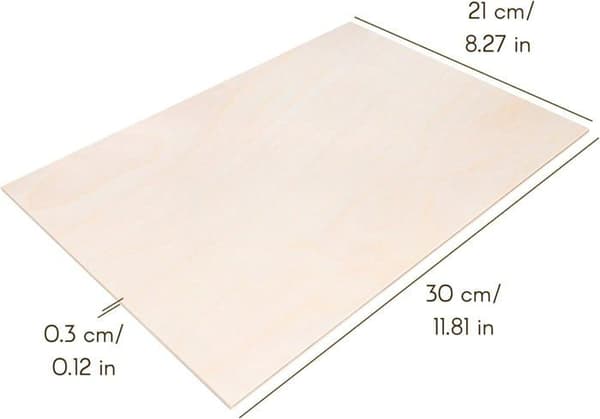 Creative Deco 10 x A4 råträplywood | 3 x 300 x 210 mm (+-- 0,5 mm) | Handgjord baltisk björkpanel
