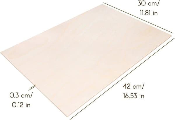 Träplywoodpanel - Creative Deco - A3 - 3 x 420 x 300 mm - Halkfri - Handgjord