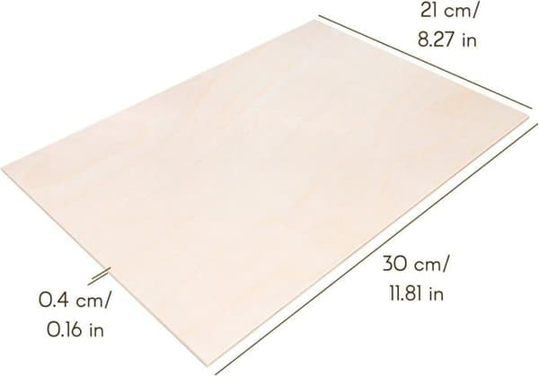 Creative Deco 10 x A4 oavslutad träplywood | 4 x 300 x 210 mm (+-- 0,5 mm) | Handgjord baltisk björkpanel