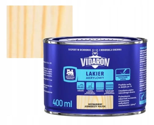 Akryllack för trä, färglös, blank, 0,4 l