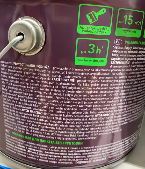 Trälack utan primer, färglös, 0,75 l