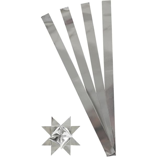 Stjärnstrimlor - B: 25 mm - Silver - 100 st - L: 73 cm