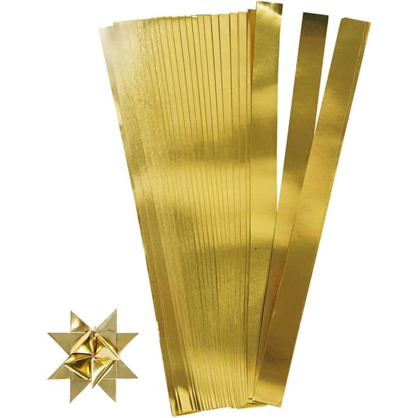 Stjärnstrimlor - B: 15 mm - Guld - 100 st - L: 45 cm
