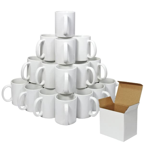 36 eller 72 stk Hvide Sublimationskrus inkl. Gaveæsker | MonsterShop