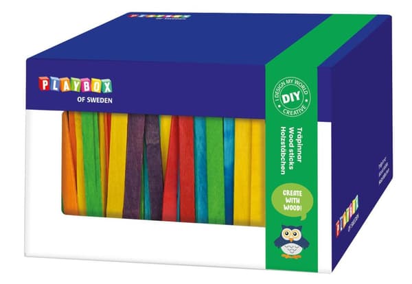 Färgade träpinnar i box 1000/fp