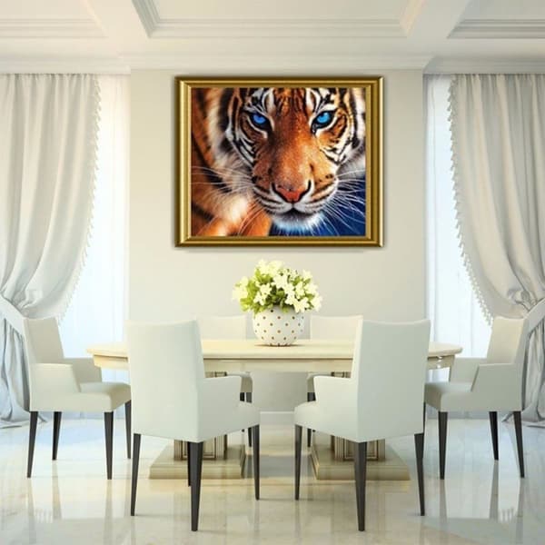 Gör-det-själv Tiger Diamantbroderimålning Korsstygn Canvas Väggkonst för hemmakontor 345X300mm INGEN ram