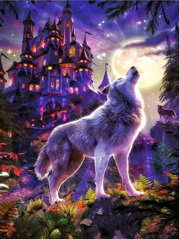 Diamond Painting / Diamantmålning 30x40cm - Varg i Mörkret