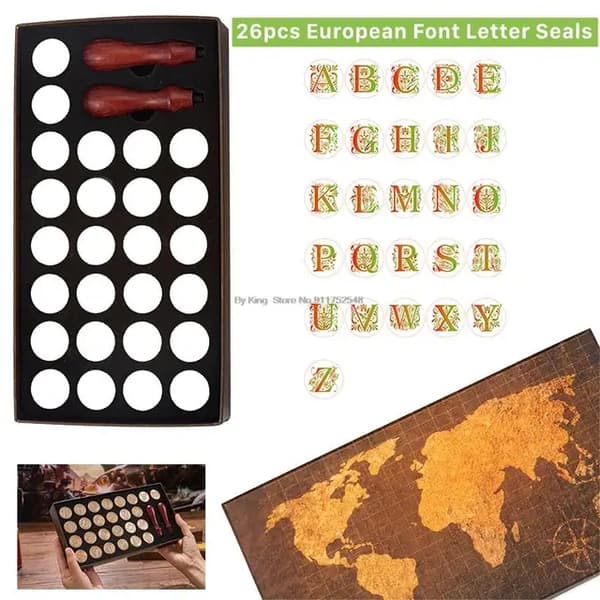 Voks Segl Kit, Retro Kort Design, DIY Scrapbooking Værktøjer, 26 stk Tætningspakningssæt NO10