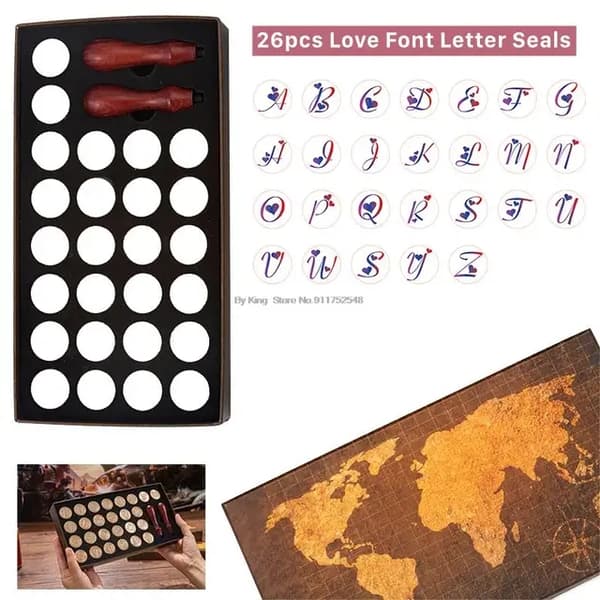 Voks Segl Kit, Retro Kort Design, DIY Scrapbooking Værktøjer, 26 stk Tætningspakningssæt NO10