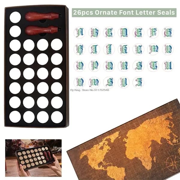 Voks Segl Kit, Retro Kort Design, DIY Scrapbooking Værktøjer, 26 stk Tætningspakningssæt NO10