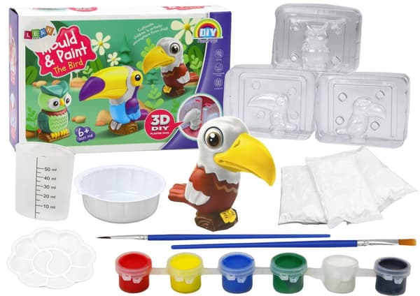 Sæt med kreative kunstneriske fugle 3D gipsmaling