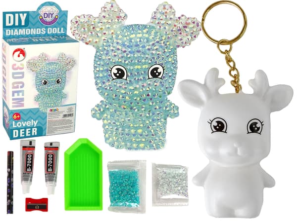 DIY Kit Diamantren DIY Crystals Nyckelring 3D Blå
