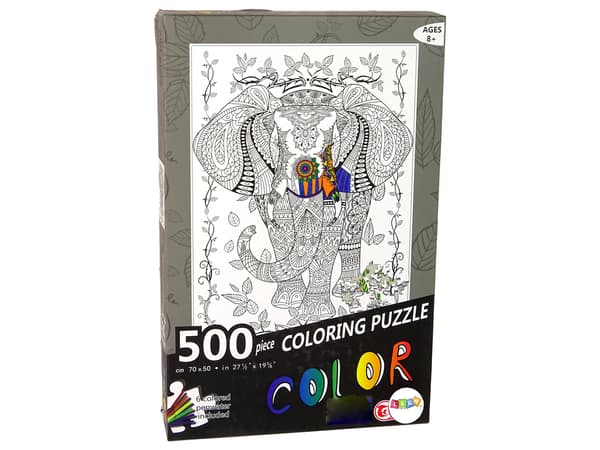 Farvelægningspuslespil 500 brikker elefant